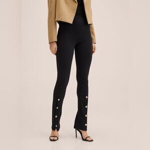Mango MNG Pull on Buttons Leggings Pants MNG-27054753-Black Women's Small NWT